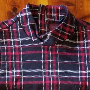 Plaid sleeveless sheath dress,  mock collar